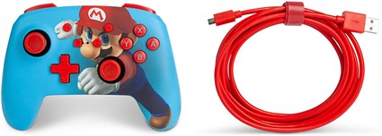 Power A 1518605-02 Mando con Cable Mario Punch para Nintendo Switch, con Diseño Mejorado y Botones Programables